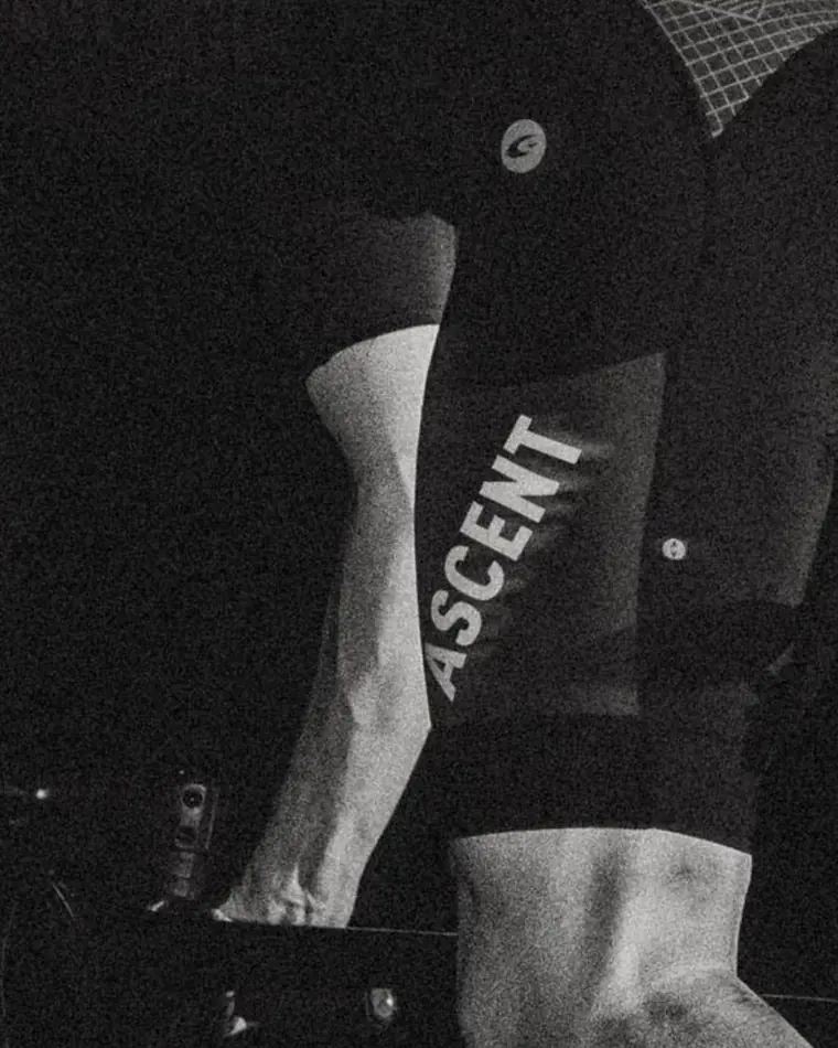 Close-up of EVR cycling bib shorts in a dark studio